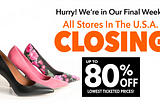 Payless going out of business advertisement.