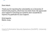 University of Oxford web Portal Vulnerability -Host header Poisoning