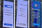NYC street scouting — AI start-ups take over Time Square.