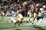 Texas State #20 Kaleb Culp fumble return for touchdown verses South Alabama.