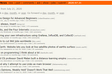 Screenshot of the front page of the Hacker News.