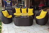 jual sofa rotan sintetis warna hijau, jual sofa rotan sintetis wilayah malang