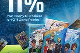 event poster that explains how much cashback percentage that you can get on every purchase of any G11 card pack