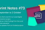 Sprint Notes #73