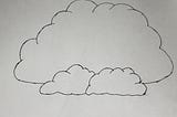Sketch of clouds — ink on paper.
