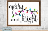 Merry and Bright svg.  Christmas svg cut file.  Rustic holiday svg design.  Farmhouse Christmas clipart.  Rustic christmas svg.