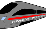 A bullet train with text on a side “base64::decode_config”.