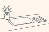 AI generated illustration of a minimalist workspace