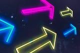 A collection of neon arrows pointing to the right.