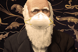 Charles Darwin with a mask