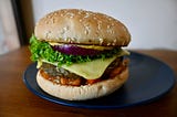 Photo of a delicious home-made vegan burger