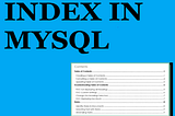Working with Index in MySQL
