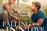 Falling Inn Love Movie Poster with main couple looking and smiling at each other
