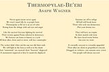 Thermopylae-Be’eri — Asaph Wagner