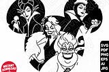 Villains SVG png clipart , Maleficent Cruella Ursula Evil Queen , disneyland ears , cut file silhouette outline