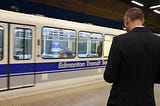 Mayor Sohi waiting for the LRT in Edmonton