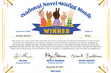 National Novel Writing Month Winner’s Certificate for Kimberly