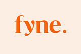 the logo of fyne, orange on pink.