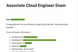 Final result, mail from Google Cloud