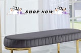 MERIDIAN FURNITURE LEMAR COLLECTION CONTEMPORARY VELVERT UPHOLSTERED BENCH