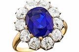 5 Carat Natural No Heat Kashmir Sapphire and Diamond Cluster Victorian Gold Ring