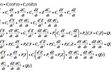 A series of multi-variable differential equations.