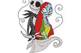 Halloween Embroidery Designs, Jack Skeletons in Love Machine Embroidery Files, Nightmare Christmas Embroidery - 3 Size - Digital Downloads