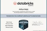 Databricks Academy — Lakehouse Fundamentals — Certificate