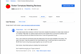 Google Chrome Web Store entry for the (design fictional) Rotten Tomatoes Meeting Reviews extension.