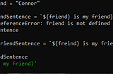 Const myFirstJavascriptBlog = “Declaring Variables”