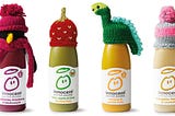Innocent Drinks ‘Big Knit’ campaign — juice bottles wearing wool hats