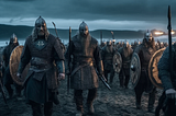 viking raiders storming a beach