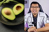 Collage of Dr. Saddam Ismail and fresh avocados — highlighting avocado’s skincare benefits and expert consumption tips for natural beauty