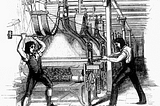 Luddites destroying a textile machine