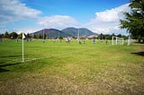 Mountain backdrop framing Taupō AFC at home hosting OtumoetaI FC.