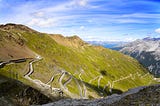 The Stelvio pass in Italy — a winding road through the Dolomites
