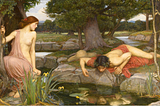Narcissus staring in pool at his reflection.