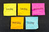 Days of the Week on post it notes