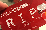 A MoviePass credit card with RIP in the center