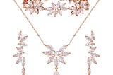 SWEETV Bridal Jewelry Set for Wedding, Teardrop Necklace Dangle Drop Earrings Bracelet Set for…