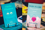 Two twin flame books by Emily Jennings: Twin Flames and the Love Story Within and Twin Flame Transcendence.