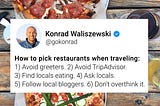 How to pick restaurants when traveling