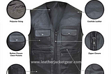 Mens Black Genuine Leather Hunting Vest