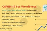 COVID-19 statistics data card, table, map & Chart for WordPress website