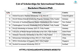 List of Scholarships for International Students