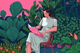 Banner Image of a lady reading in the garden