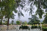 View of cloud-covered San Gabriel Mountains below Mt. Wilson