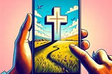 A person accessing Christian AI’s spiritual guidance on their cellphone.