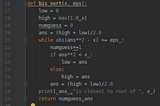 The function bisection search.