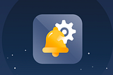 Background image showing a bell icon and settings icon indicating notification center